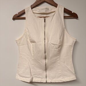 Zara Cream Zip-Front Sleeveless Denim vest Camisole